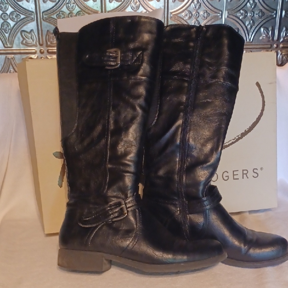 Kim Rogers Black Boots Size Zip Womens Size 10 M